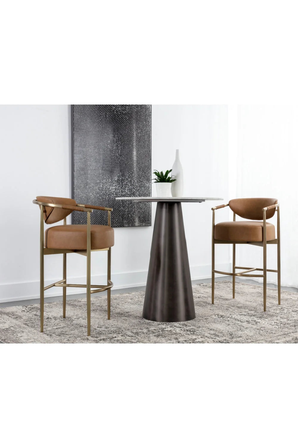 Luxury Upholstered Modern Gold Framed Bar Stool European Style for Villa