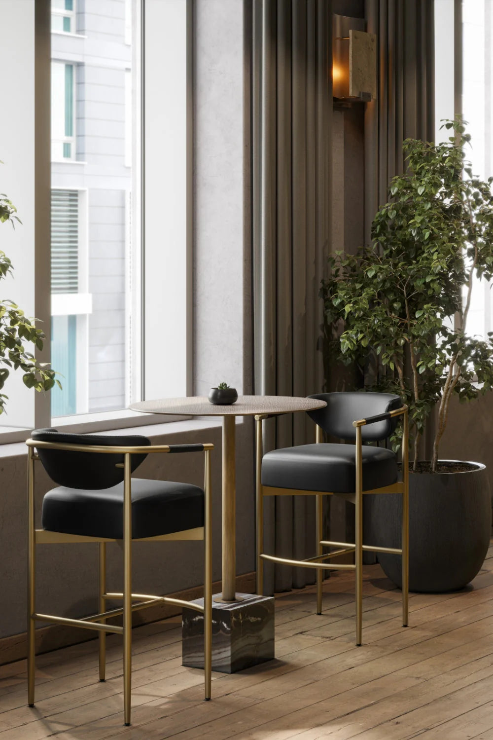 Luxury Upholstered Modern Gold Framed Bar Stool European Style for Villa