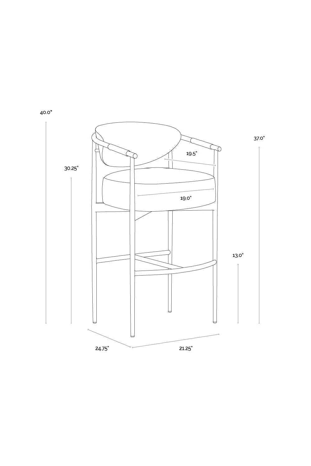 Luxury Upholstered Modern Gold Framed Bar Stool European Style for Villa