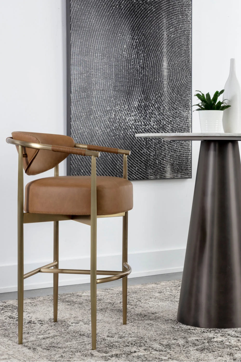Luxury Upholstered Modern Gold Framed Bar Stool European Style for Villa