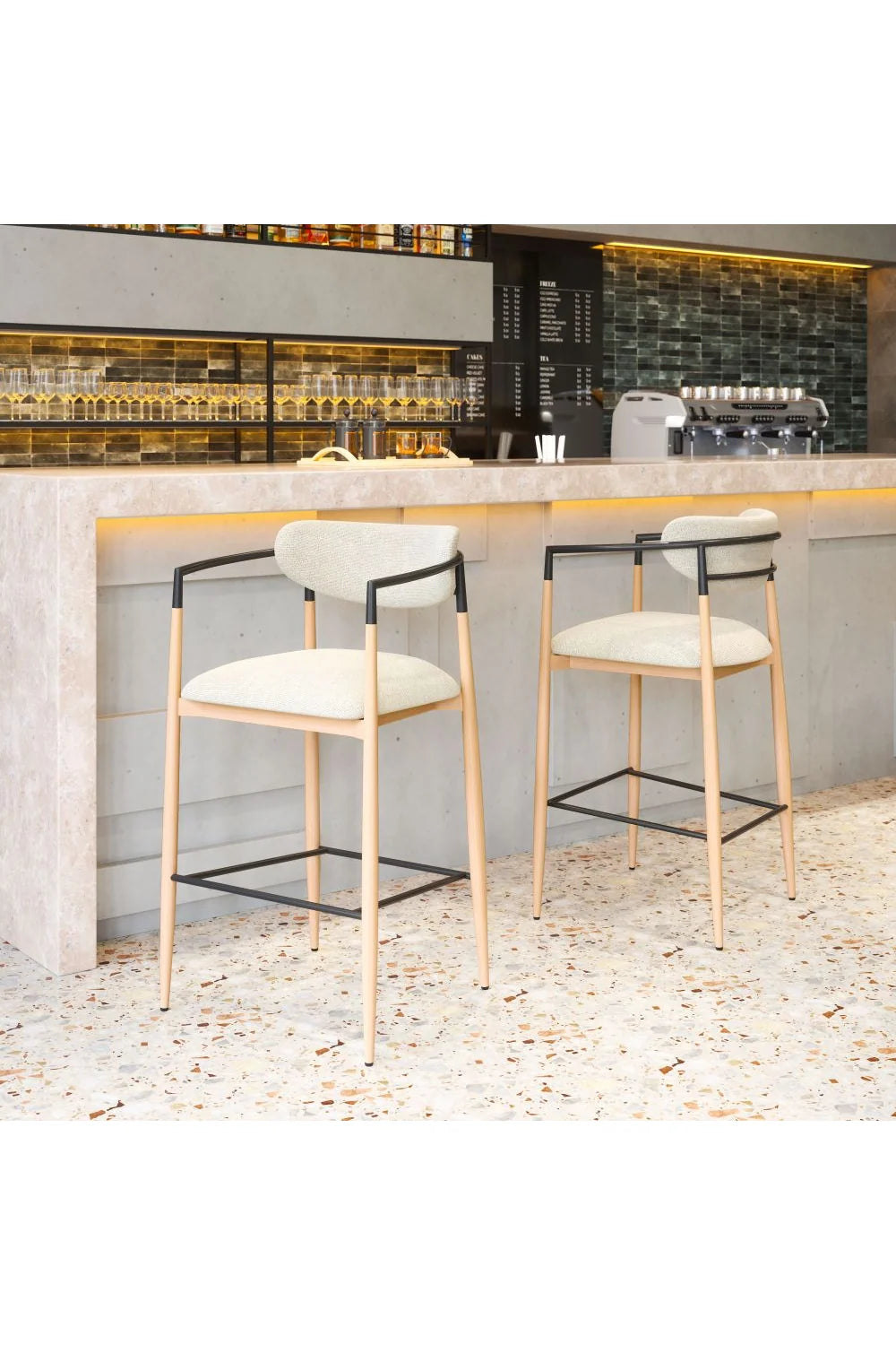 Luxury Upholstered Modern Gray Bar Stool European Style for Villa