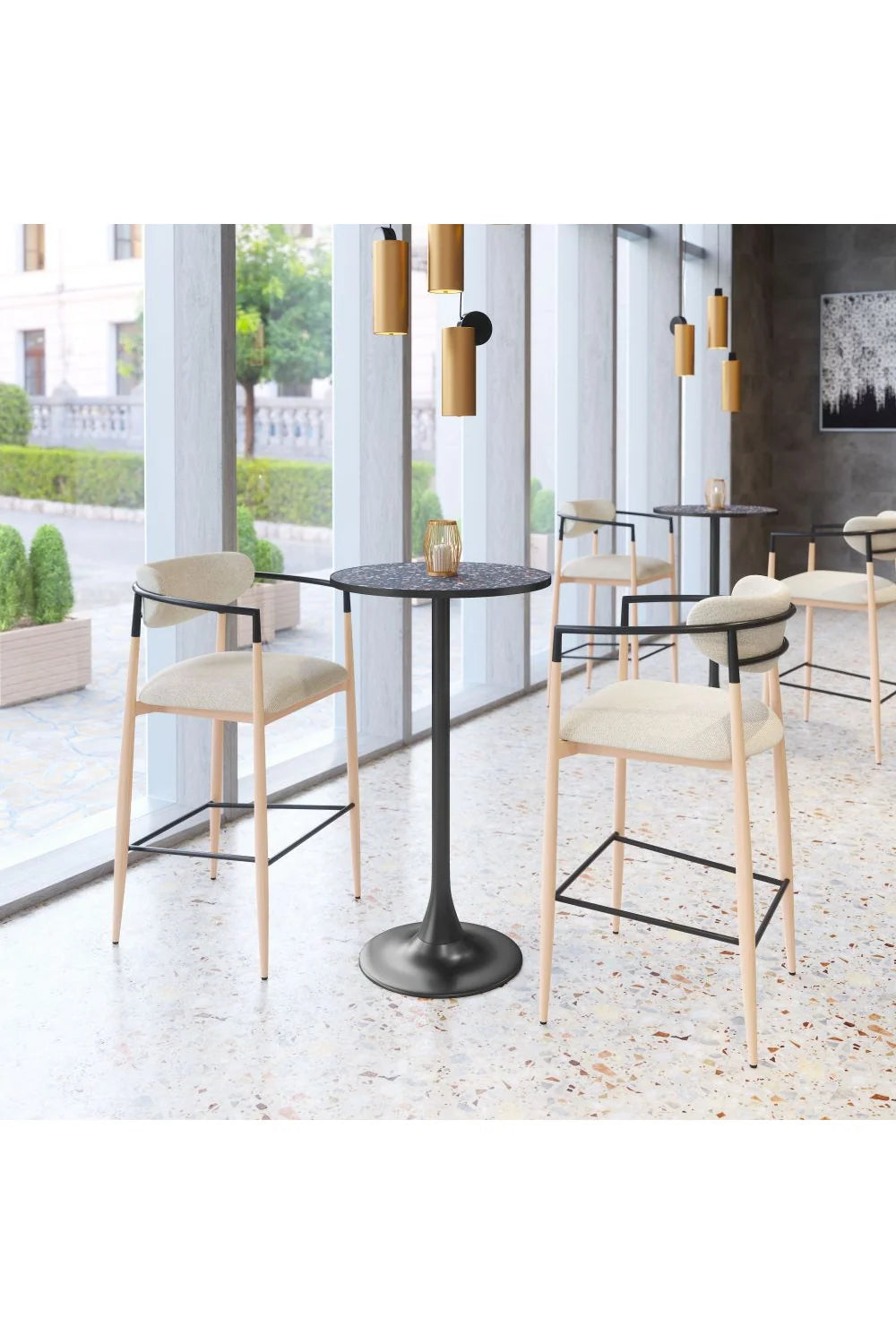 Luxury Upholstered Modern Gray Bar Stool European Style for Villa