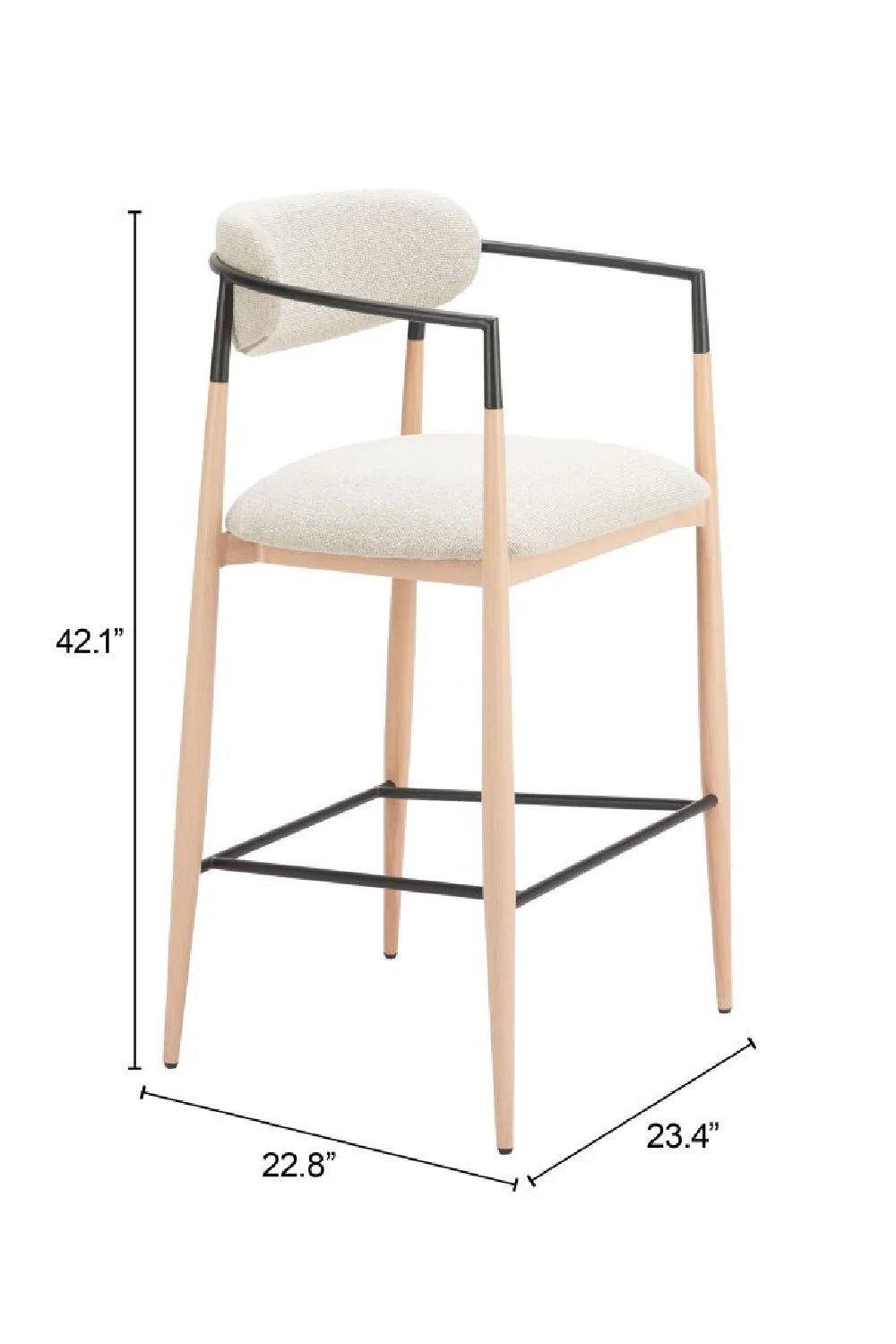 Luxury Upholstered Modern Gray Bar Stool European Style for Villa