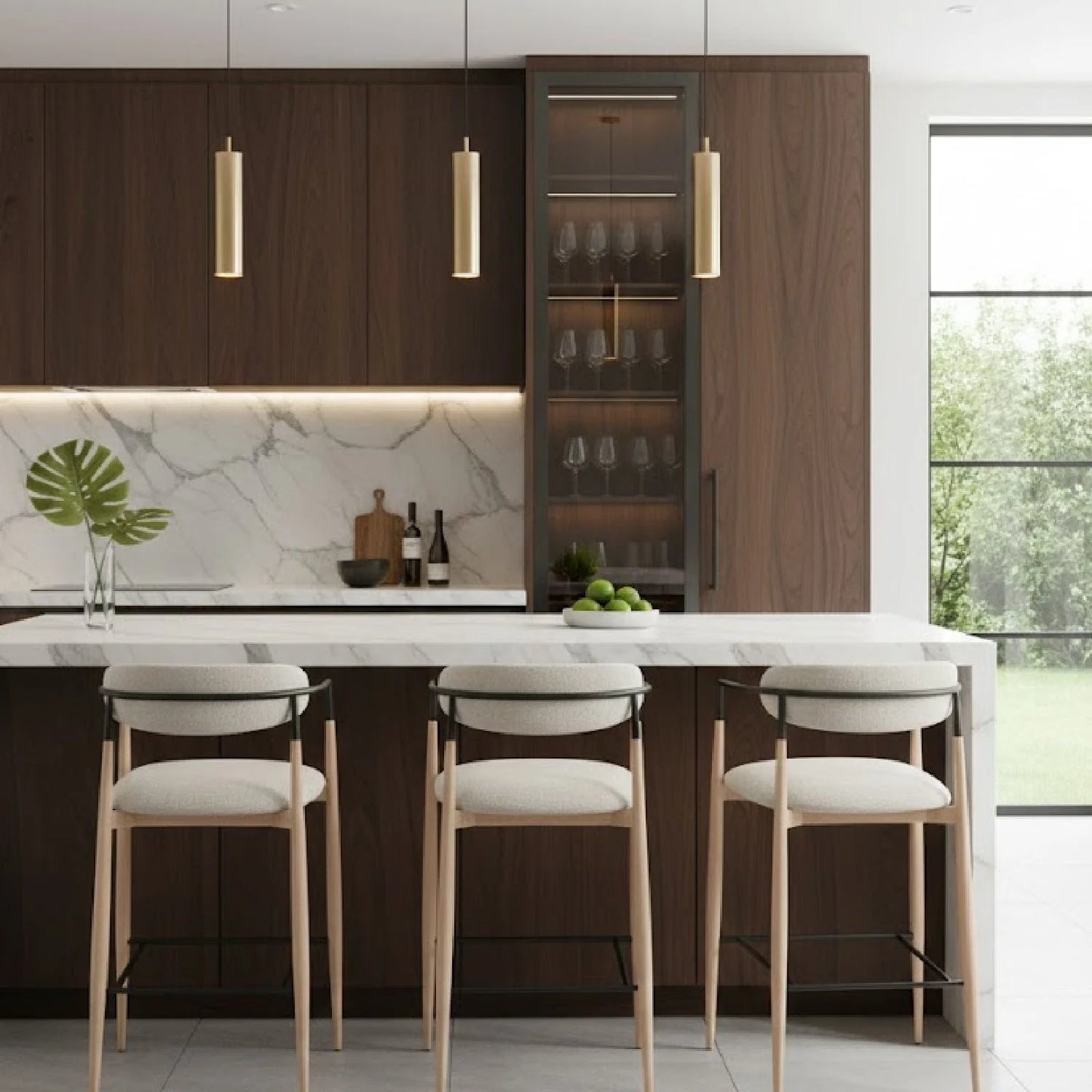 Luxury Upholstered Modern Gray Bar Stool European Style for Villa