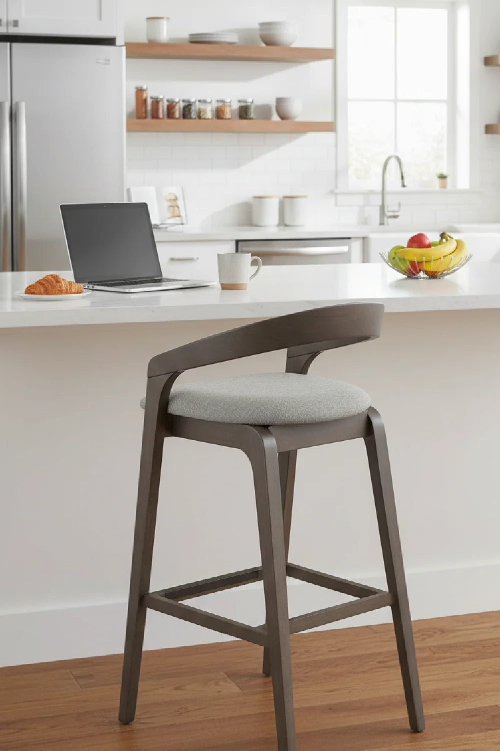 Luxury Upholstered Modern Gray Bar Stool European Style for Villa