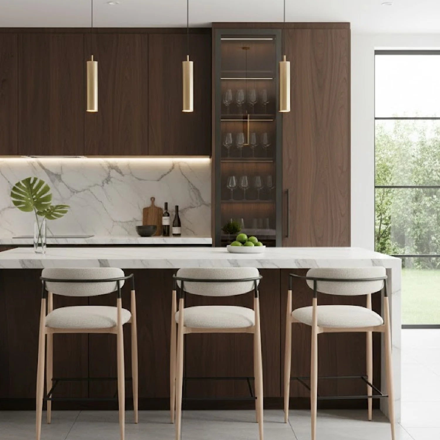 Luxury Upholstered Modern Gray Bar Stool European Style for Villa