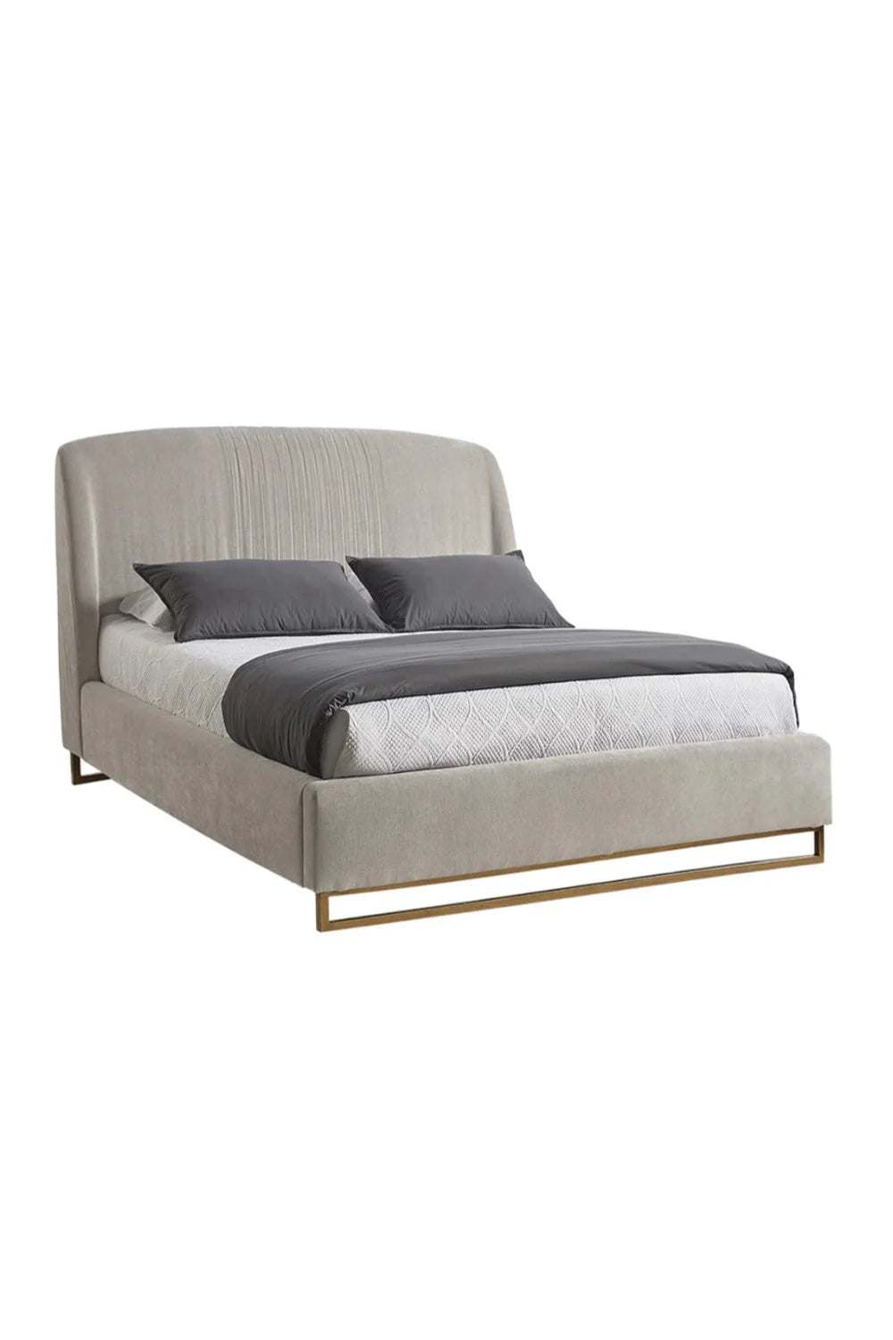 Luxury Upholstered Modern Gray Bed European Style for Villa
