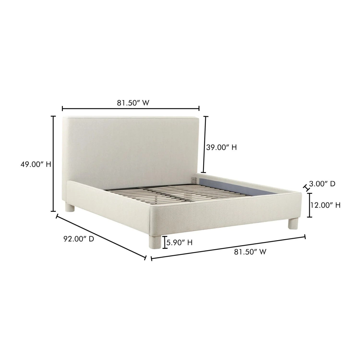 Luxury Upholstered Modern Gray Bed European Style for Villa