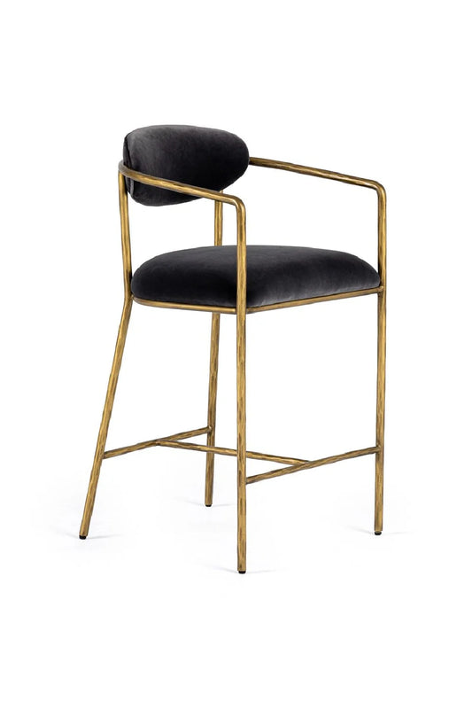 Luxury Upholstered Modern Gray Counter Stool European Style for Villa