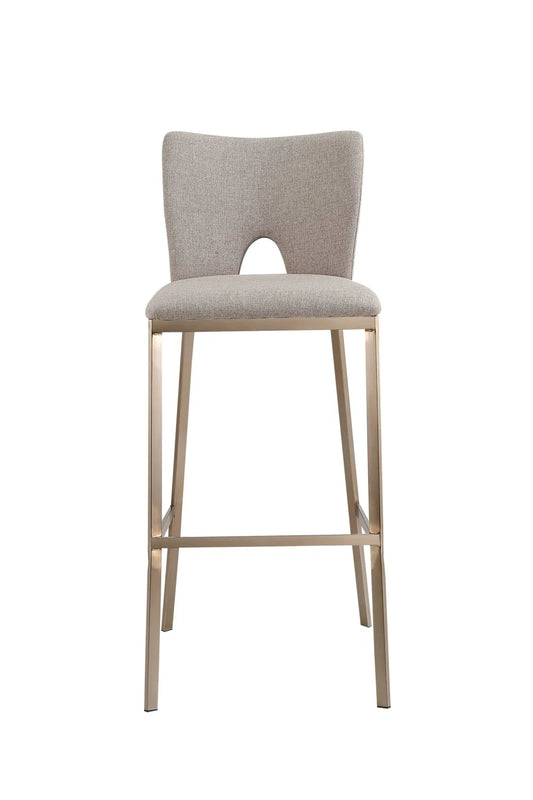 Luxury Upholstered Modern Gray Fabric Bar Stools European Style for Villa