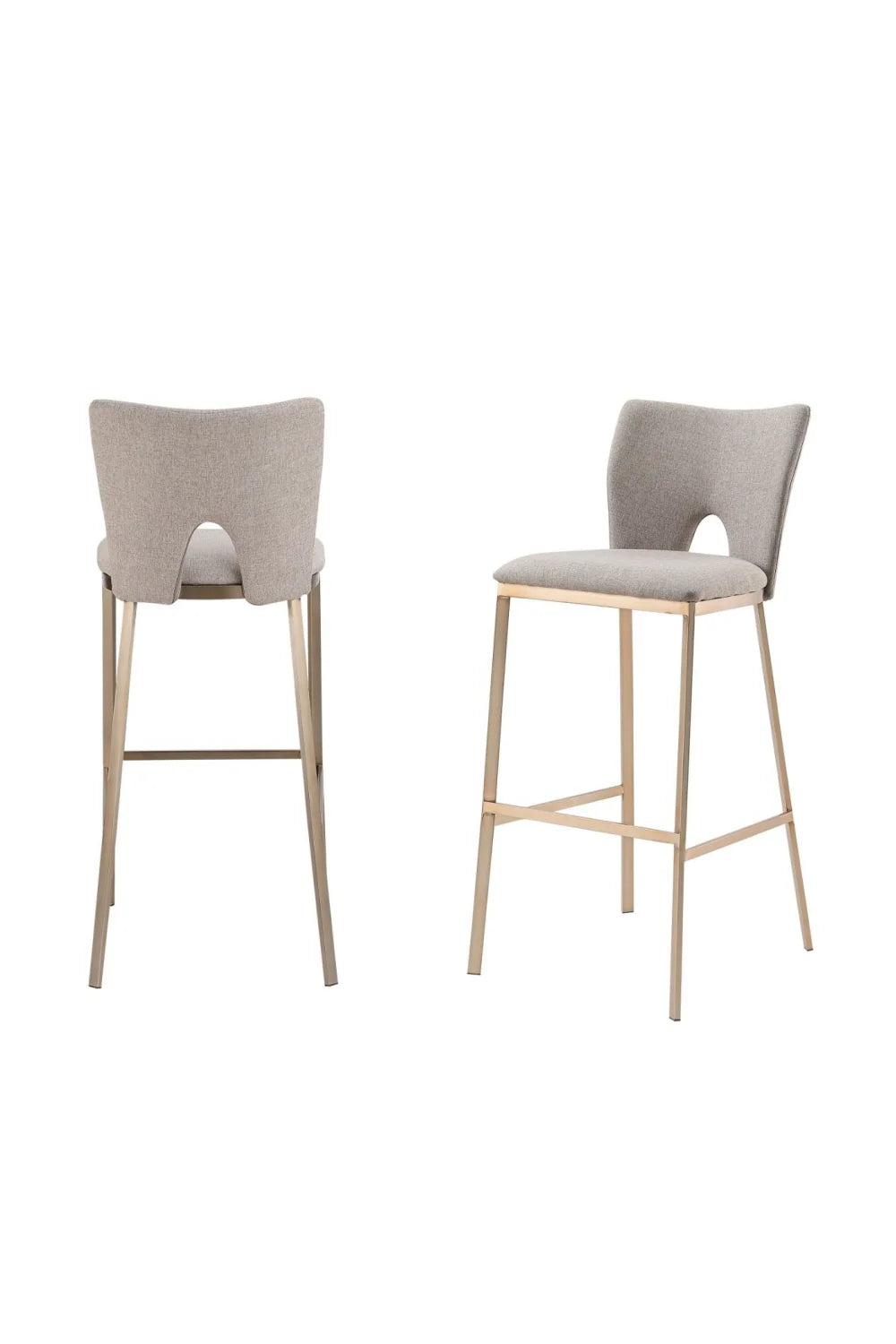Luxury Upholstered Modern Gray Fabric Bar Stools European Style for Villa