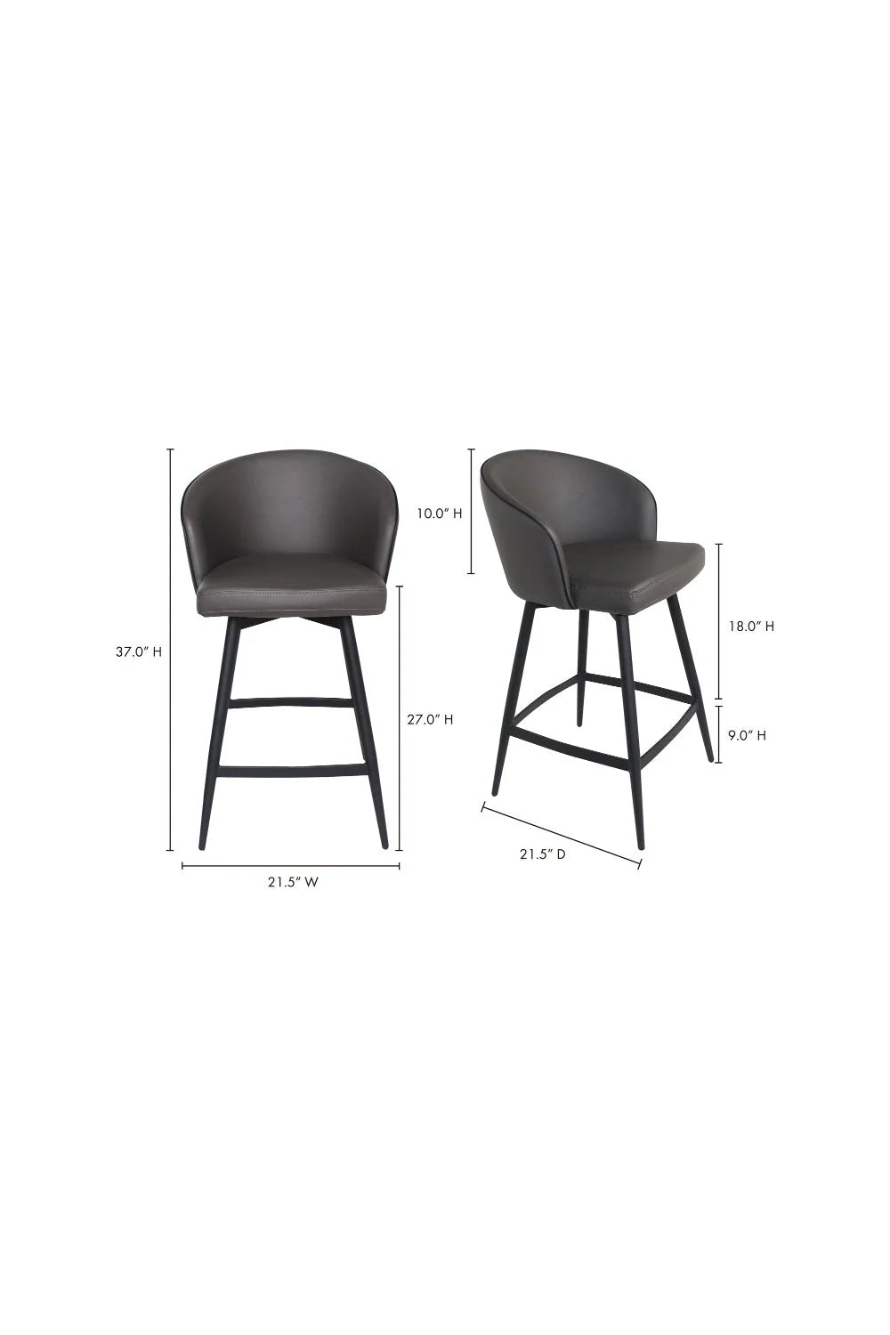 Luxury Upholstered Modern Gray Swivel Counter Stool European Style for Villa