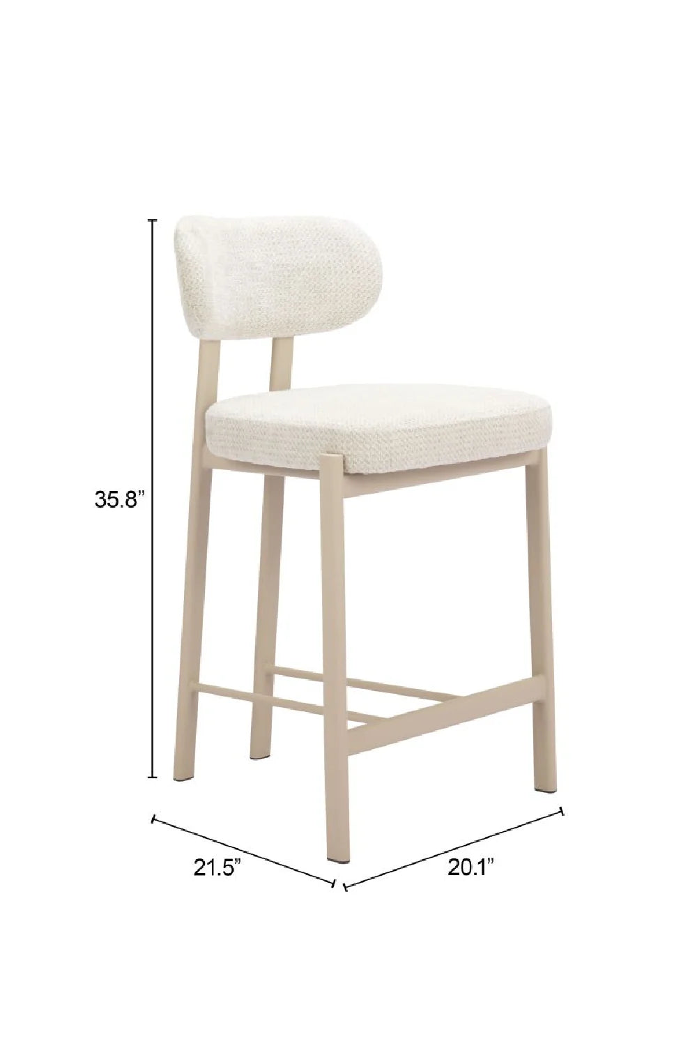 Luxury Upholstered Modern Gray Textured Counter Stool European Style for Villa
