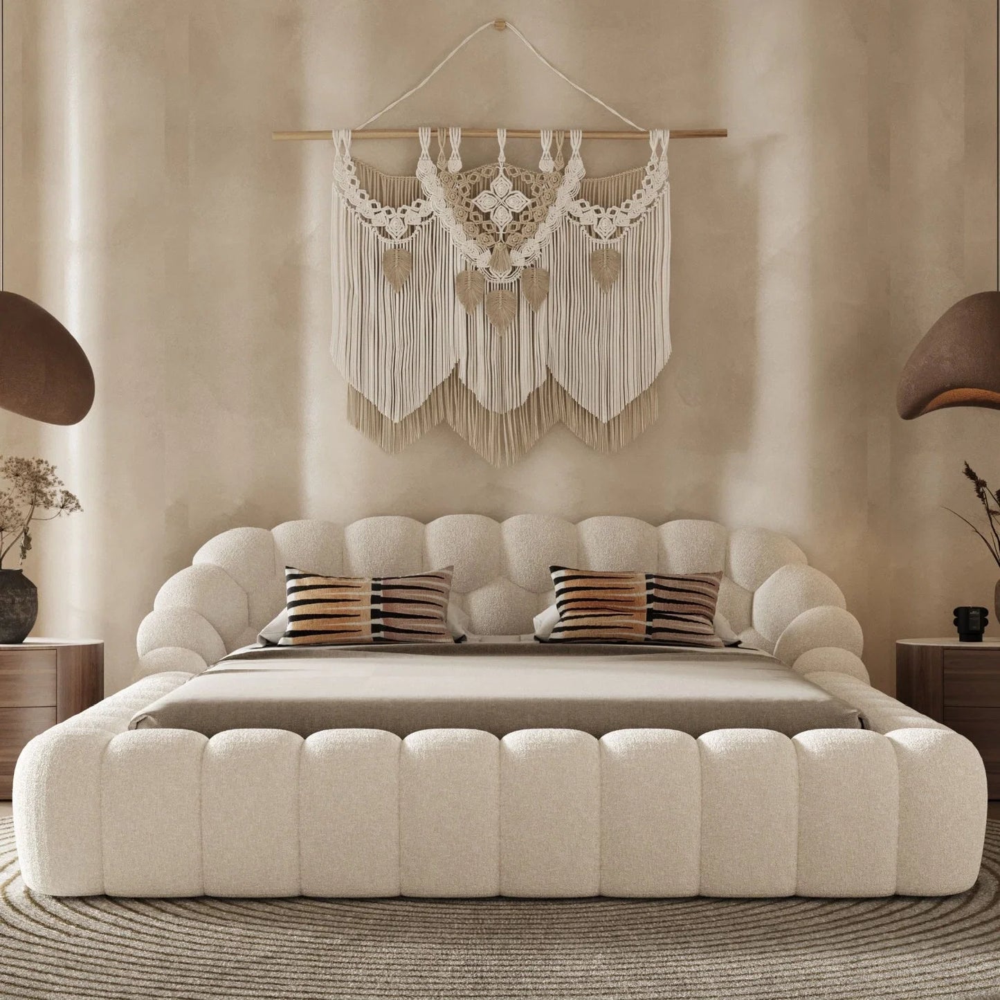 Luxury Upholstered Modern Hexagonal Bed European Style for Villa