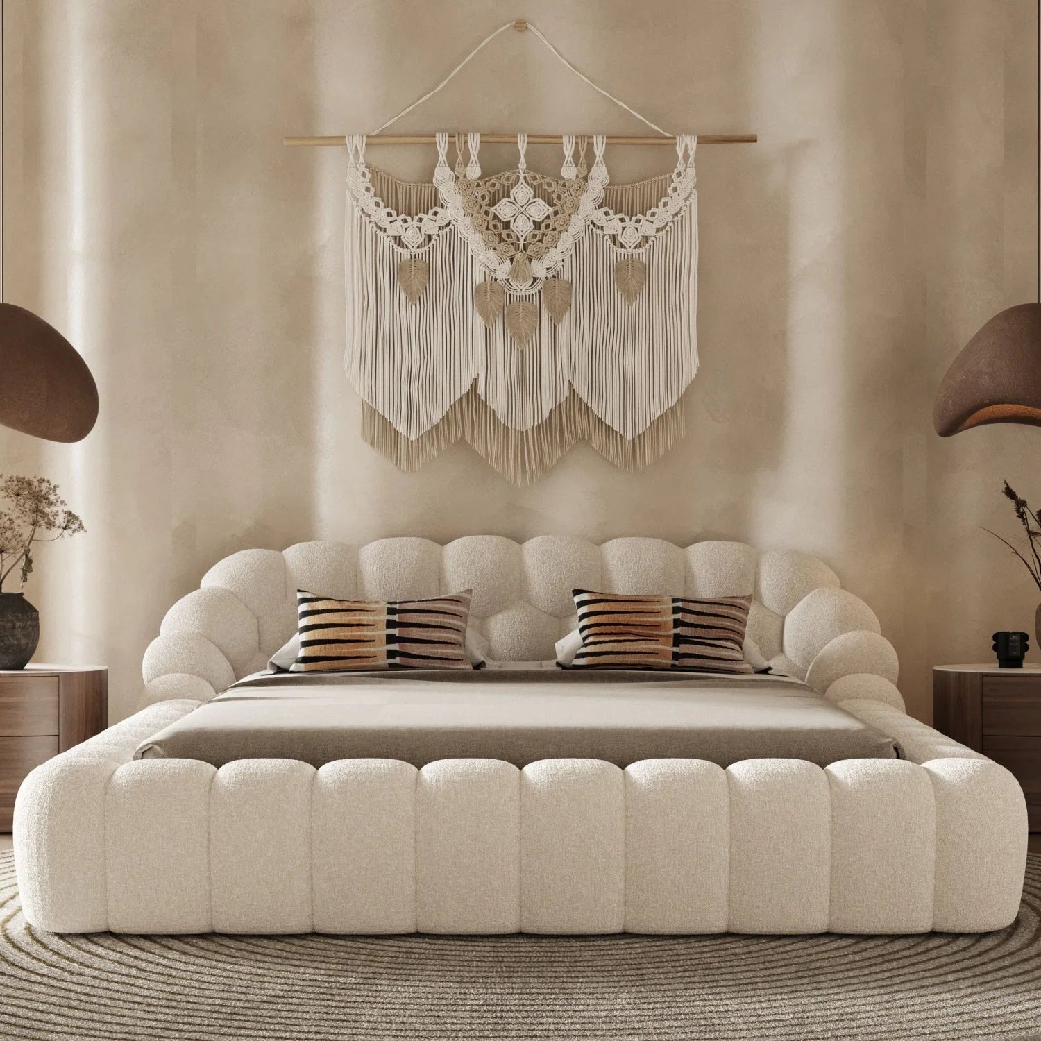 Luxury Upholstered Modern Hexagonal Bed European Style for Villa