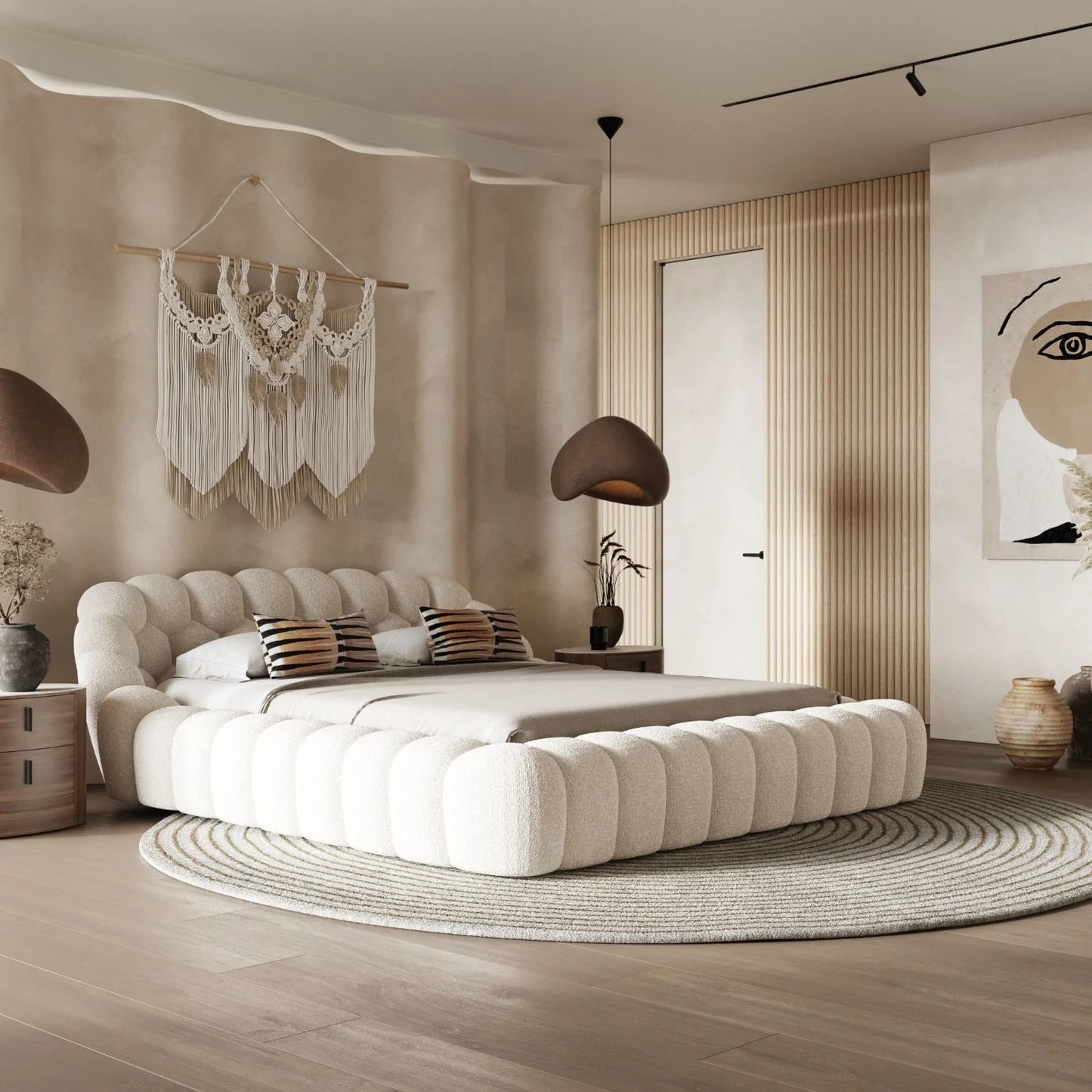 Luxury Upholstered Modern Hexagonal Bed European Style for Villa
