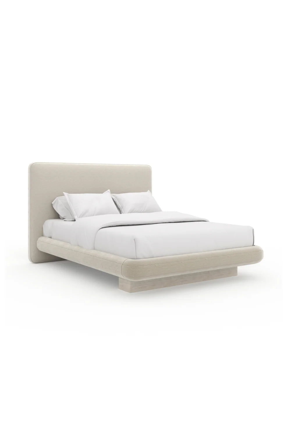 Luxury Upholstered Modern Ivory Bed European Style for Villa