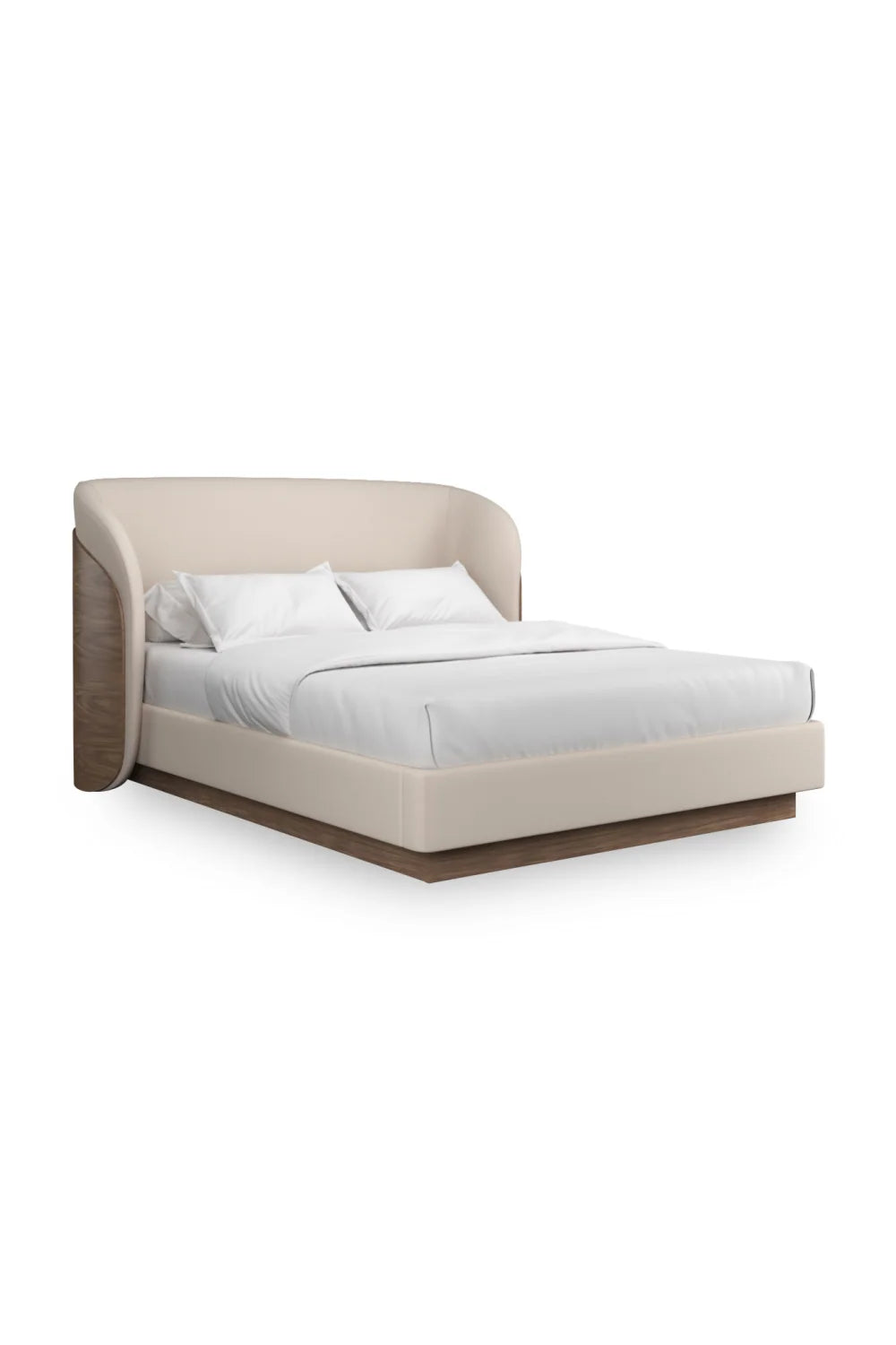 Luxury Upholstered Modern Ivory Mohair Bed European Style for Villa