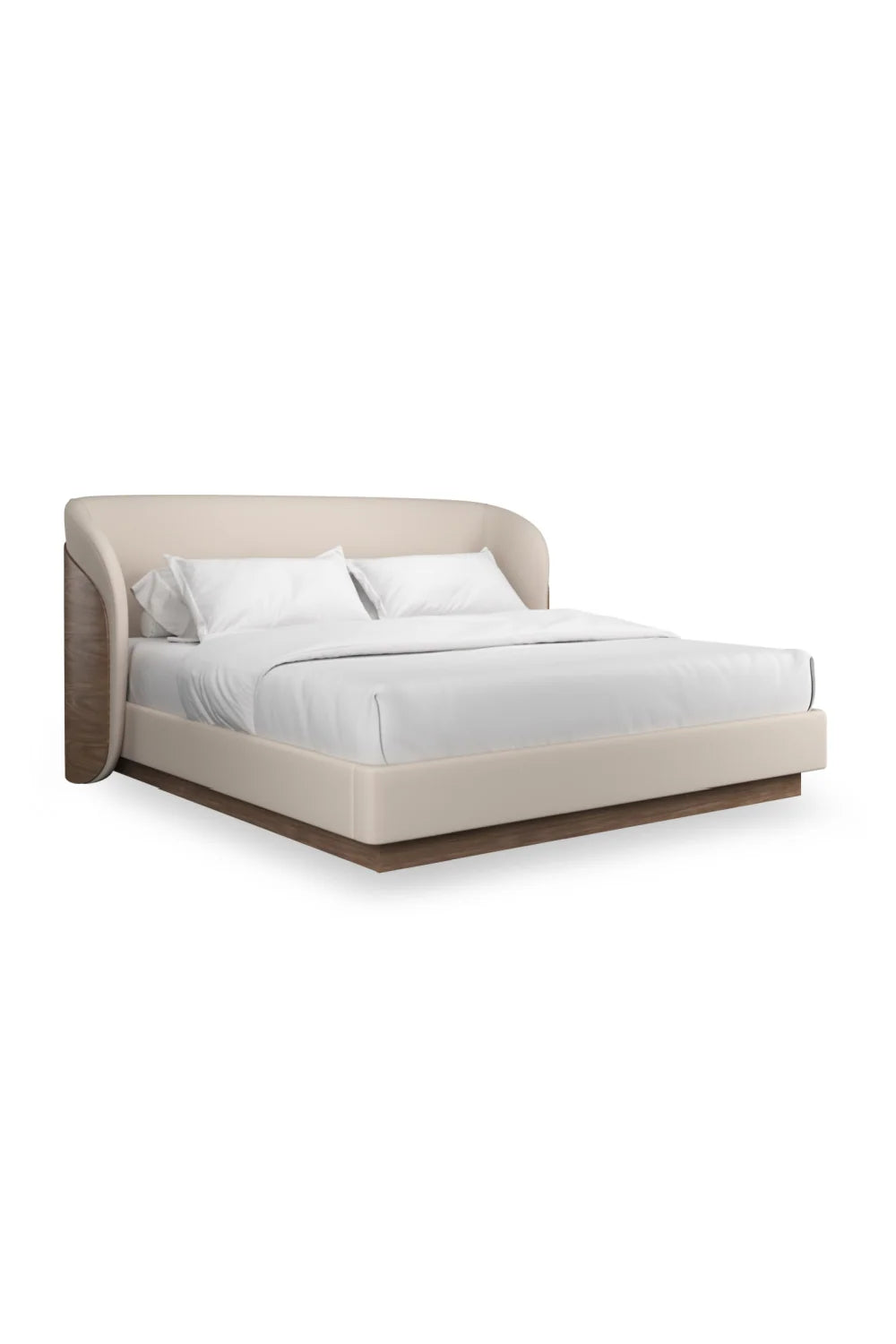 Luxury Upholstered Modern Ivory Mohair Bed European Style for Villa
