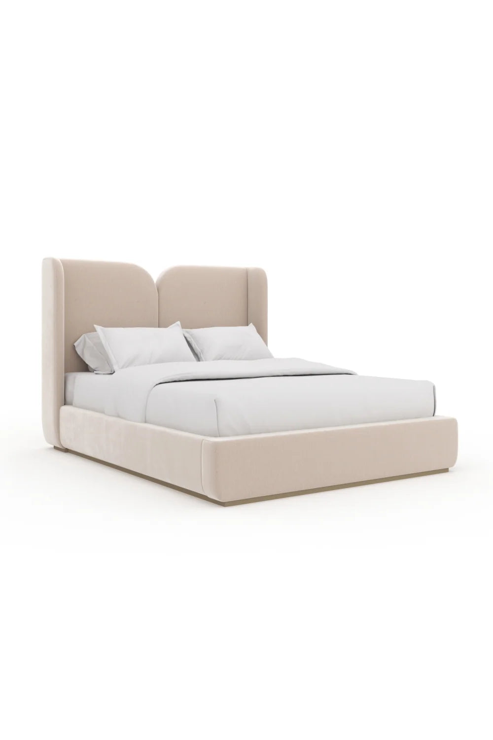 Luxury Upholstered Modern Ivory Velvet Bed European Style for Villa