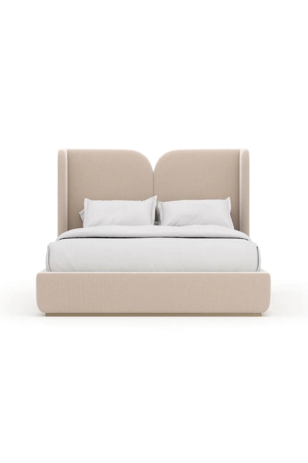 Luxury Upholstered Modern Ivory Velvet Bed European Style for Villa