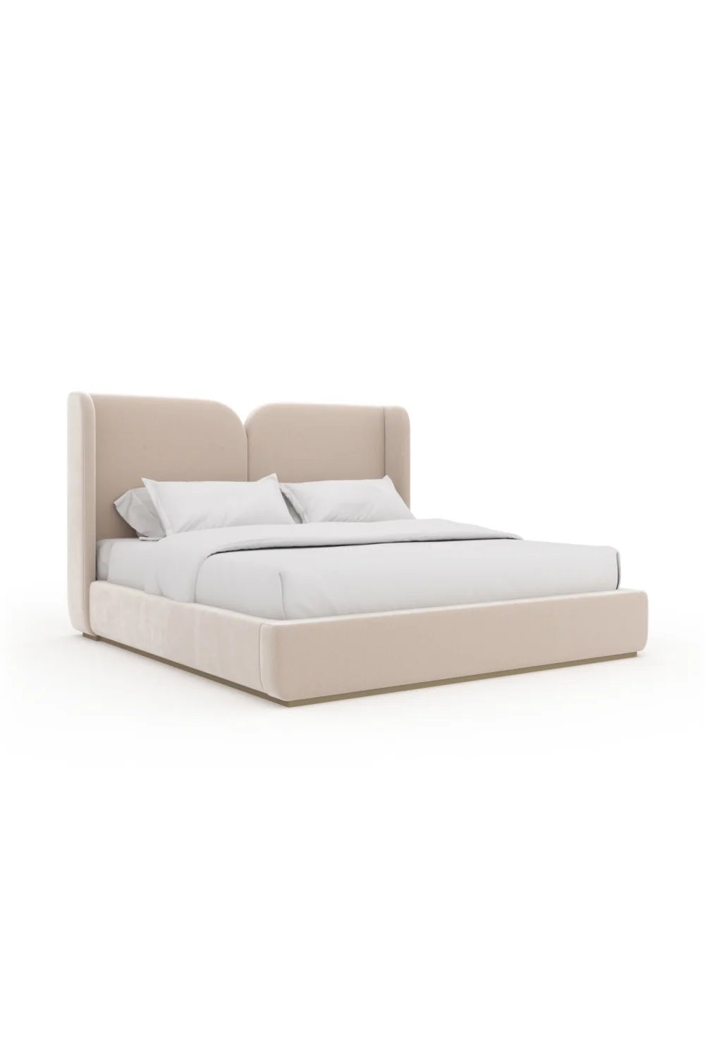 Luxury Upholstered Modern Ivory Velvet Bed European Style for Villa