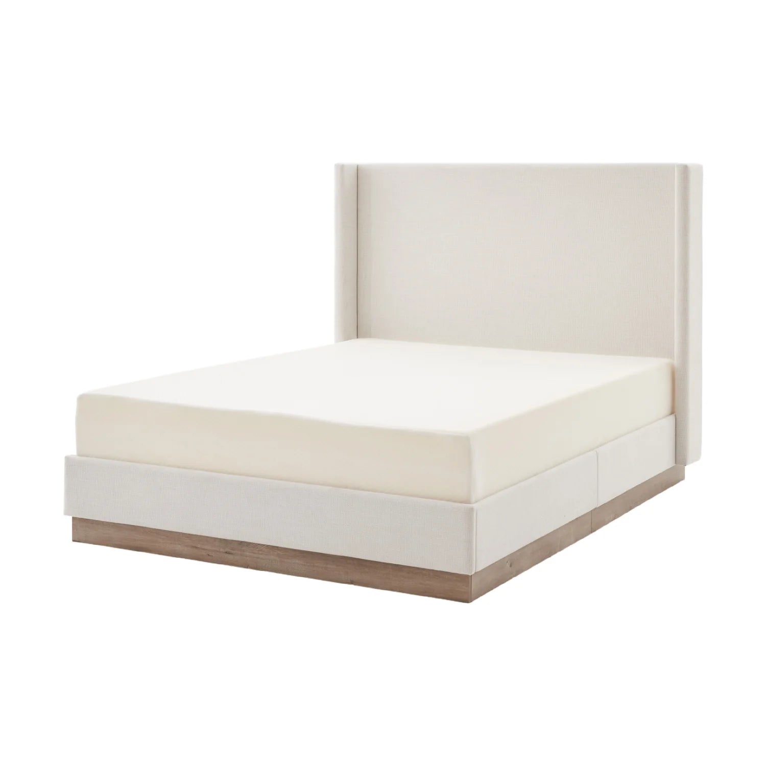 Luxury Upholstered Modern Ivory Wingback Bed European Style for Villa