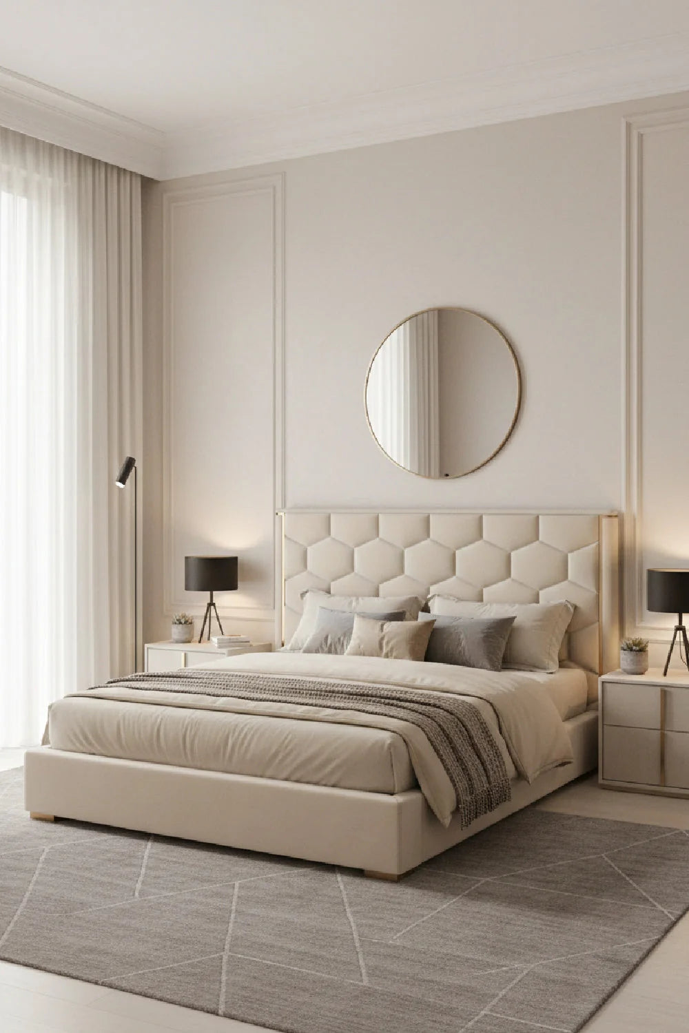 Luxury Upholstered Modern King Bed European Style for Villa
