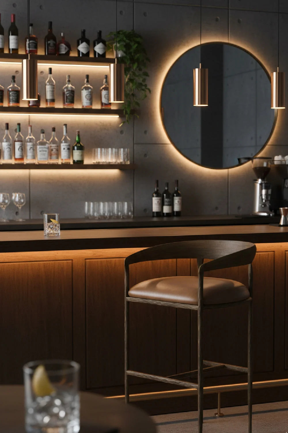 Luxury Upholstered Modern Leather Bar Stool European Style for Villa