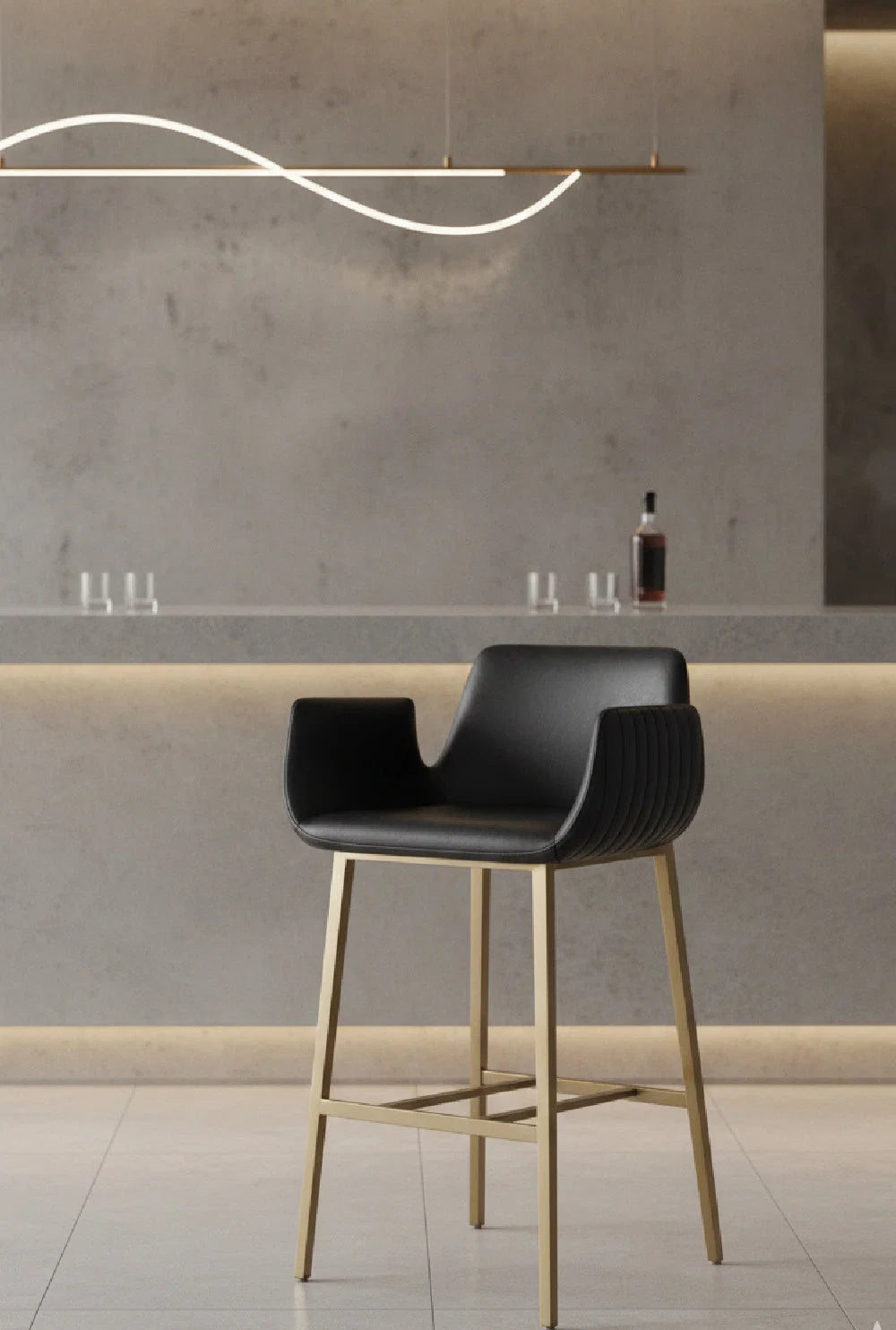 Luxury Upholstered Modern Leather Bar Stool European Style for Villa