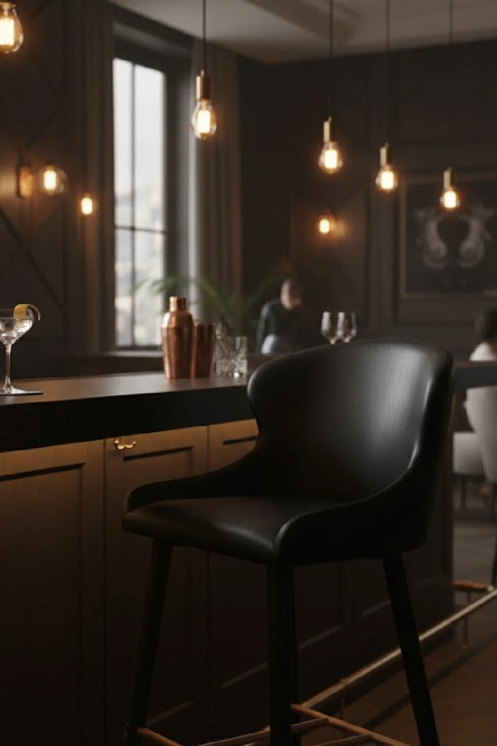 Luxury Upholstered Modern Leather Bar Stool European Style for Villa
