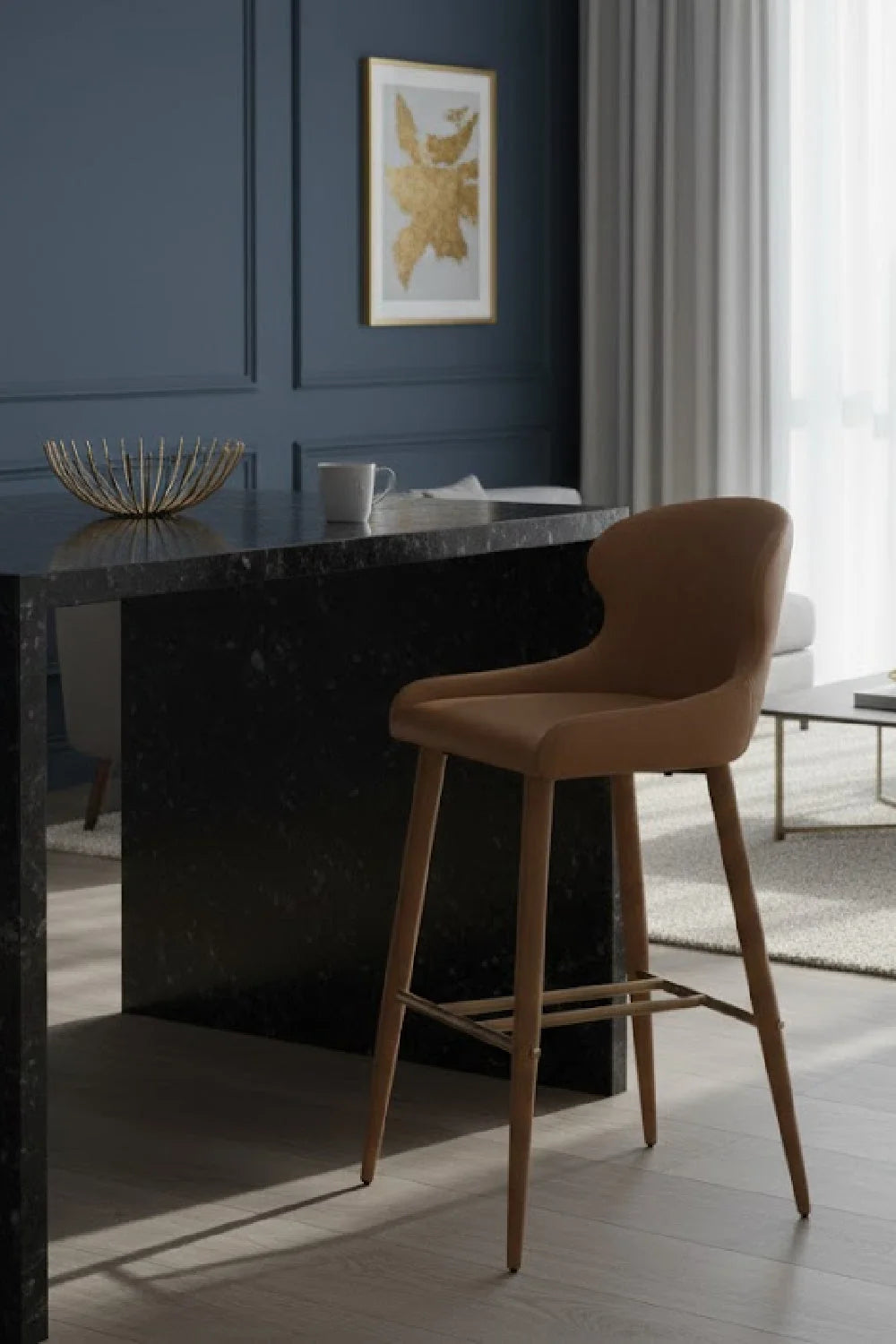 Luxury Upholstered Modern Leather Bar Stool European Style for Villa