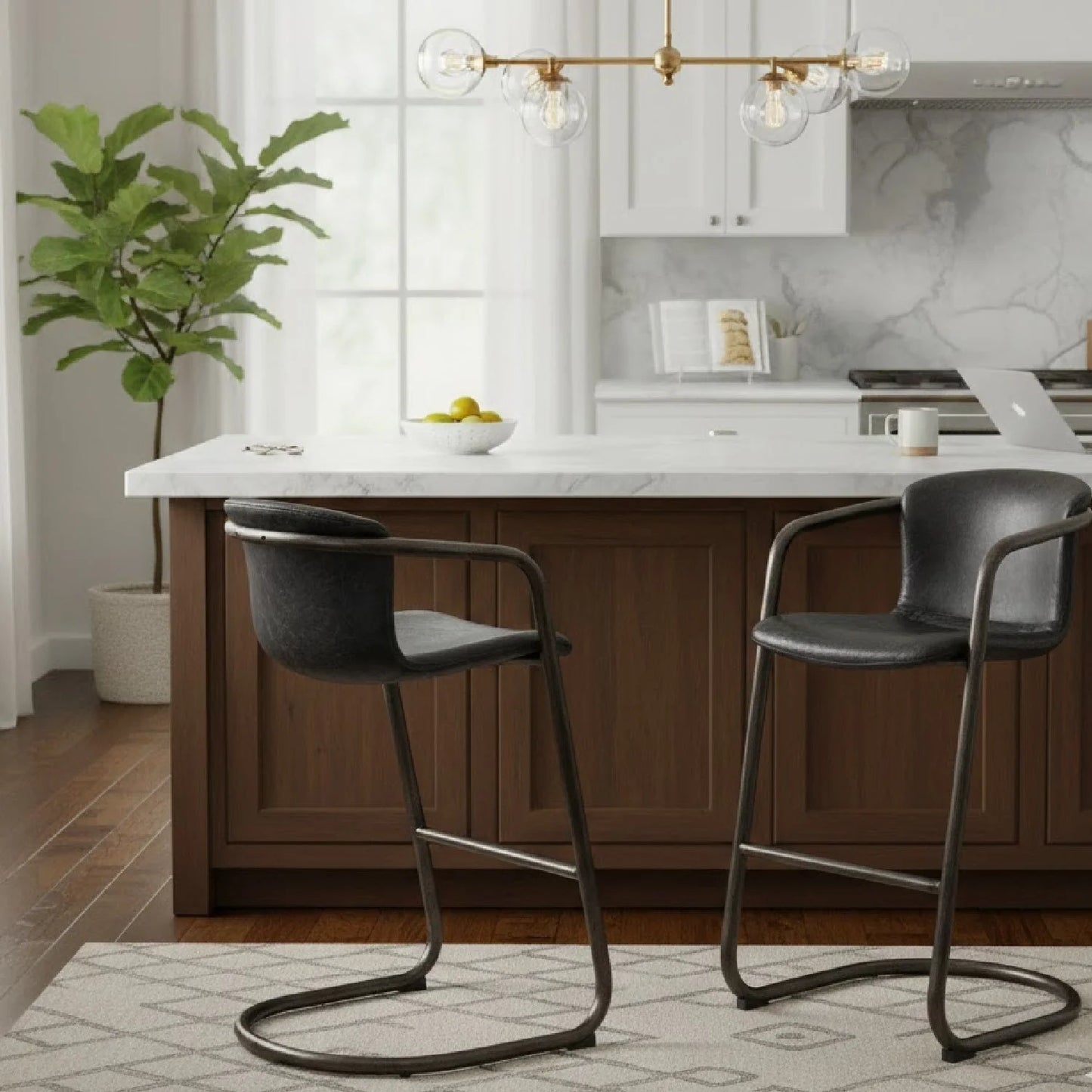 Luxury Upholstered Modern Leather Bar Stool European Style for Villa