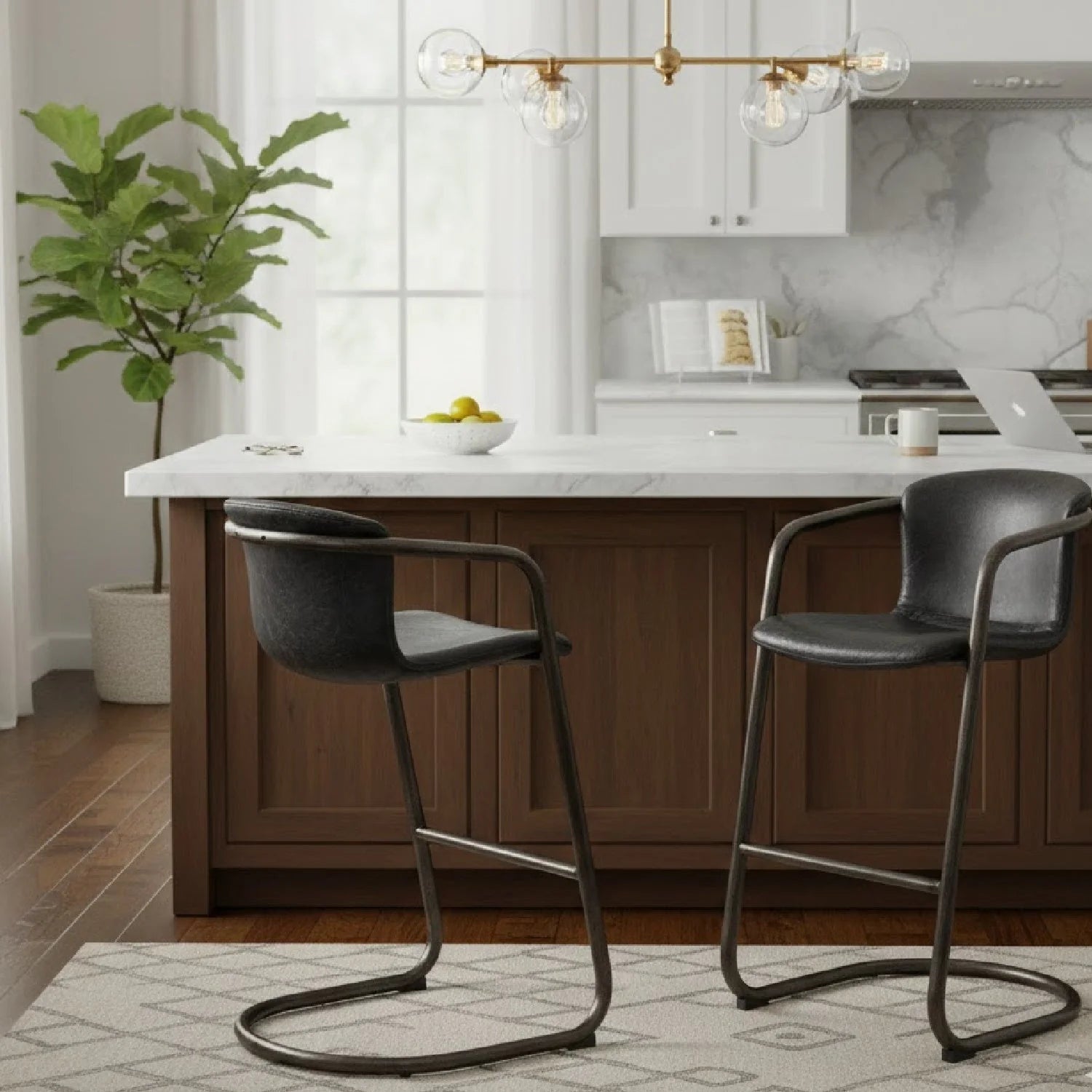 Luxury Upholstered Modern Leather Bar Stool European Style for Villa