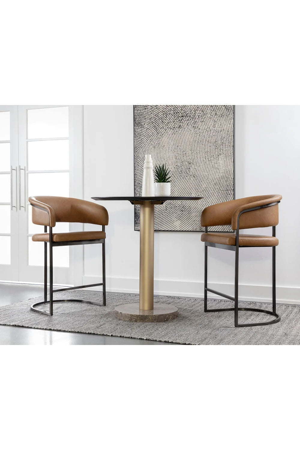 Luxury Upholstered Modern Leather Counter Stool European Style for Villa