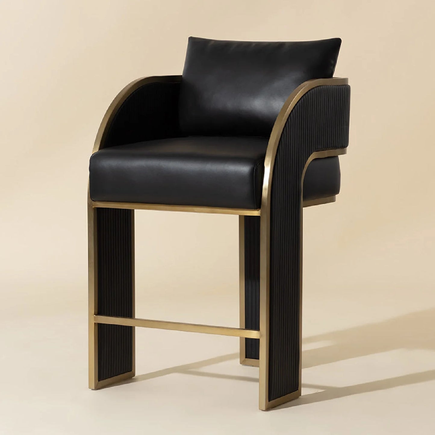 Luxury Upholstered Modern Leather Counter Stool European Style for Villa