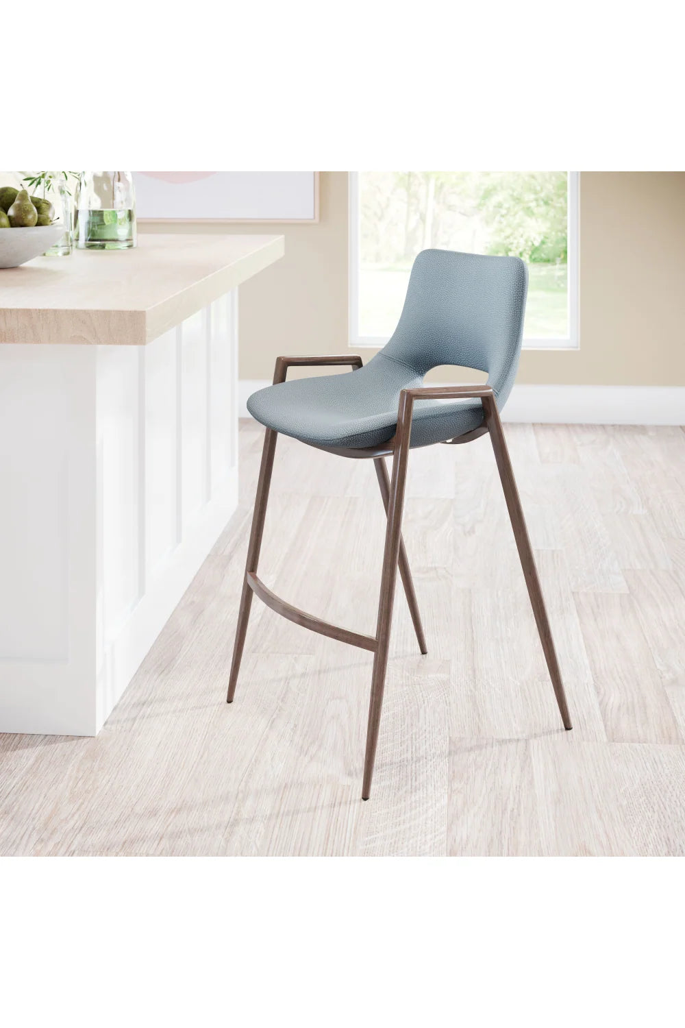 Luxury Upholstered Modern Leather Counter Stool European Style for Villa