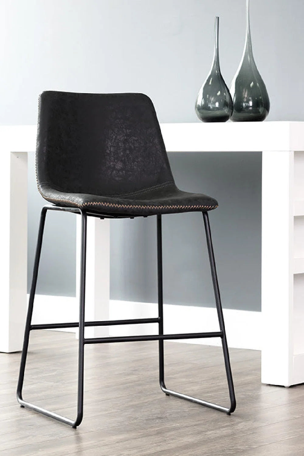Luxury Upholstered Modern Leather Counter Stool European Style for Villa