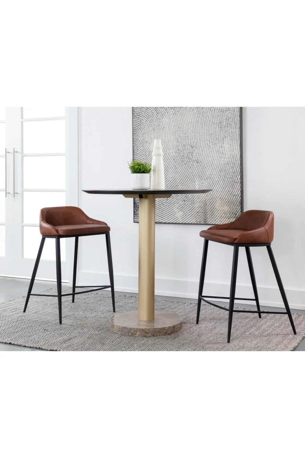 Luxury Upholstered Modern Leather Counter Stool European Style for Villa