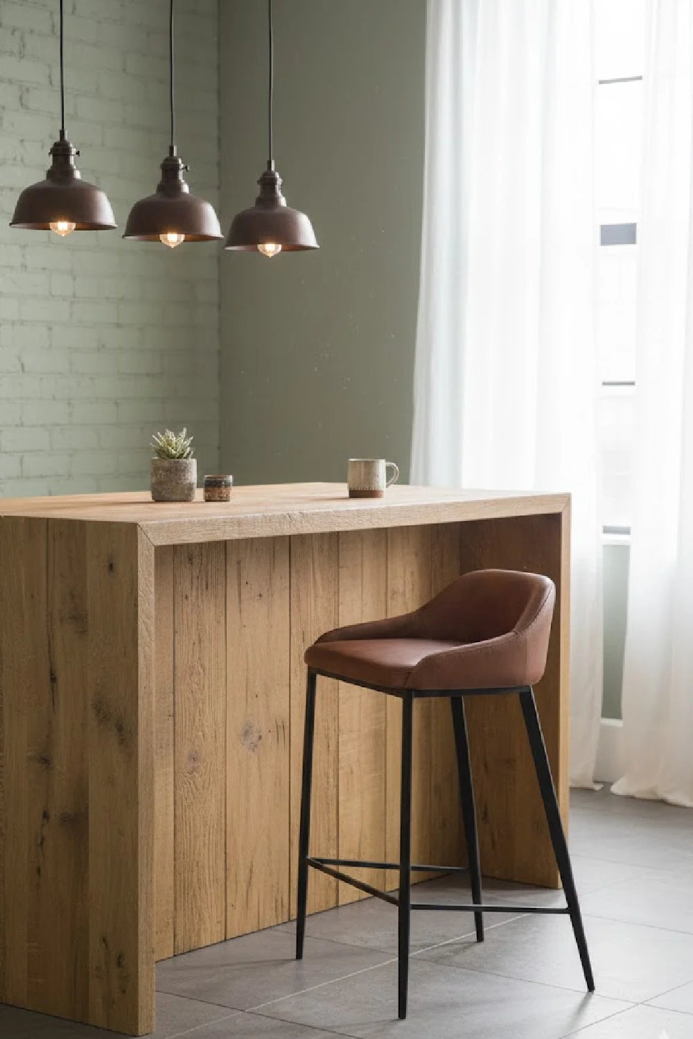 Luxury Upholstered Modern Leather Counter Stool European Style for Villa