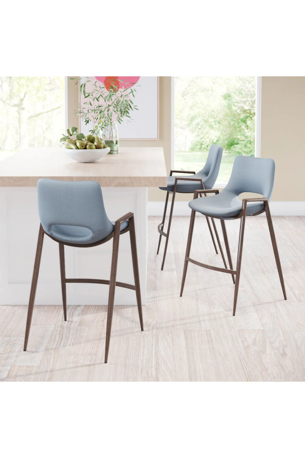 Luxury Upholstered Modern Leather Counter Stool European Style for Villa