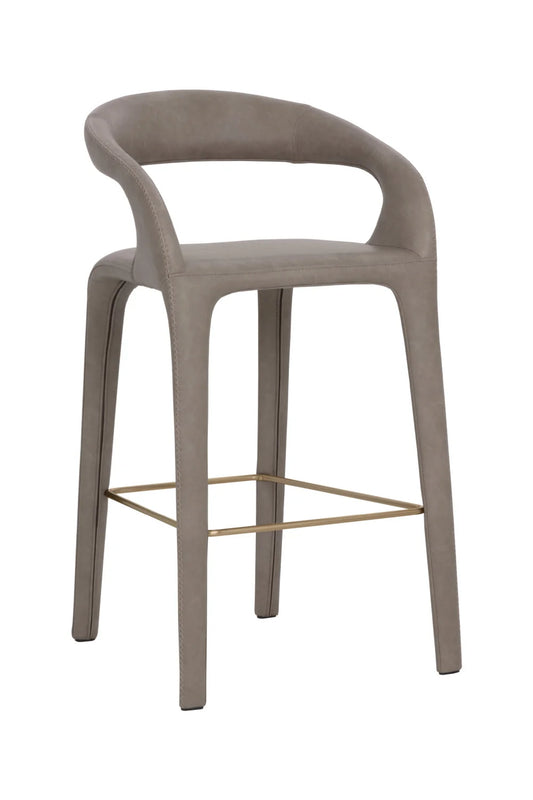 Luxury Upholstered Modern Leather Counter Stool European Style for Villa