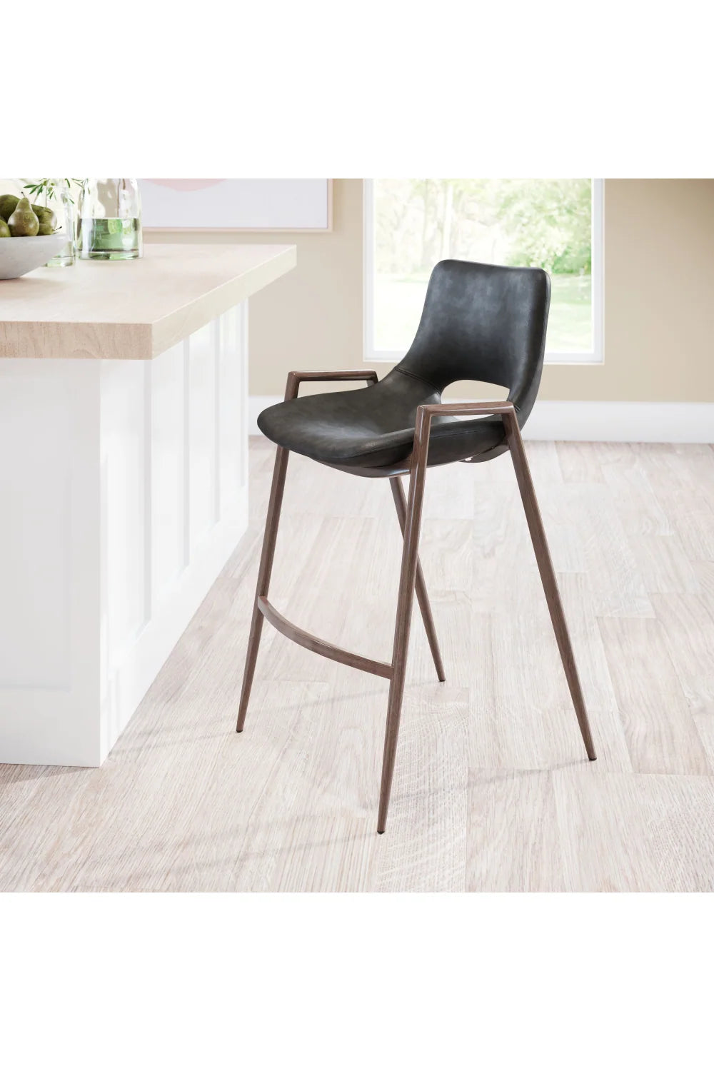 Luxury Upholstered Modern Leather Counter Stool European Style for Villa