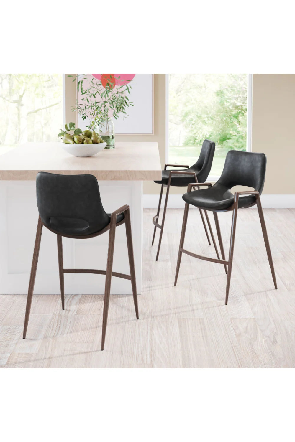 Luxury Upholstered Modern Leather Counter Stool European Style for Villa