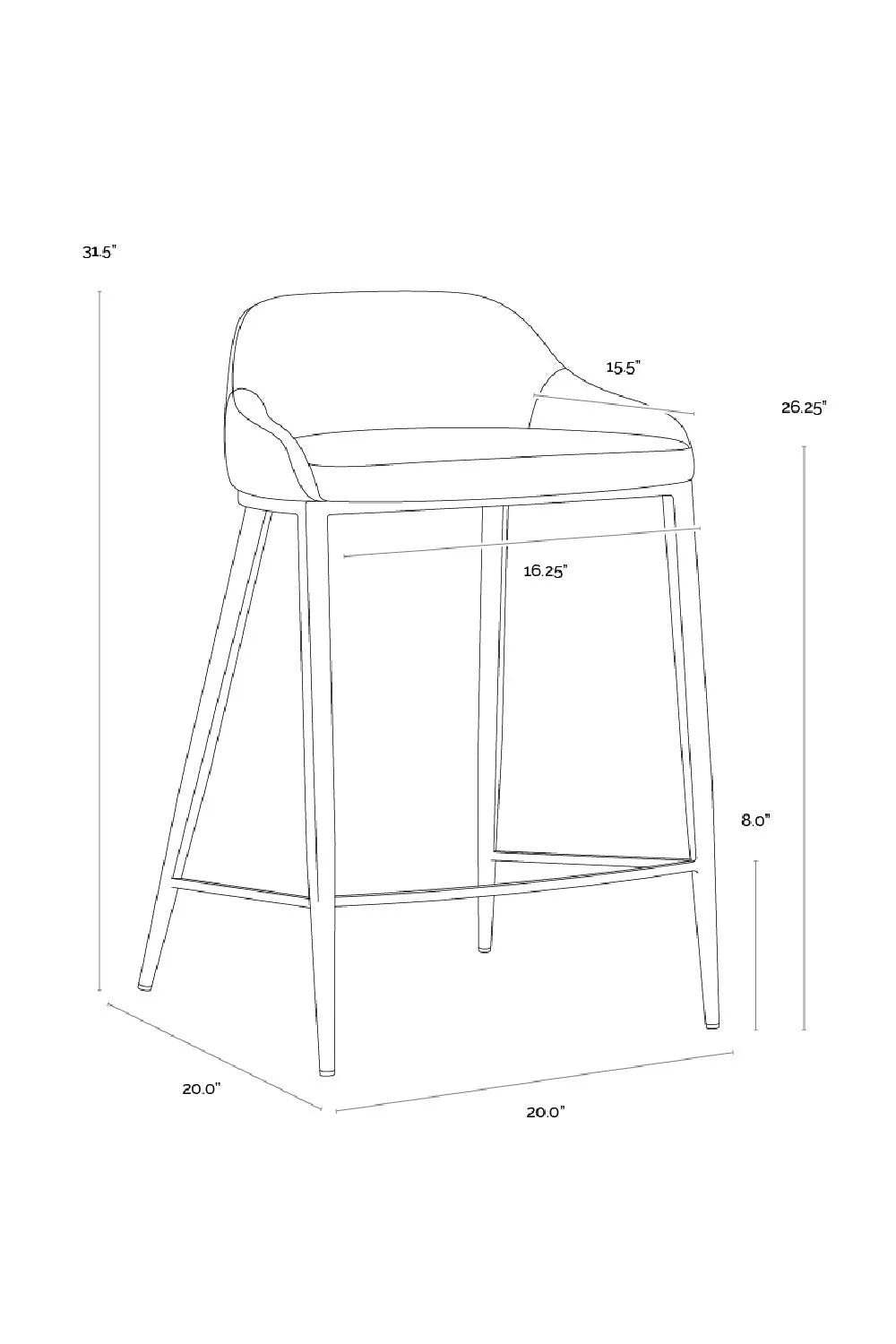 Luxury Upholstered Modern Leather Counter Stool European Style for Villa