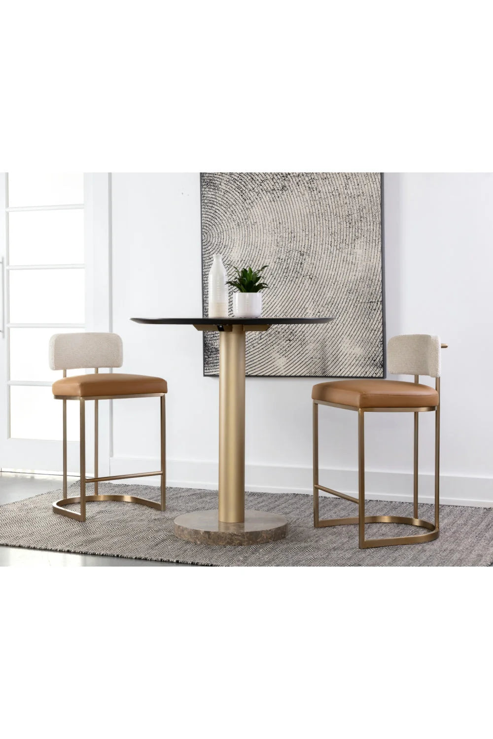 Luxury Upholstered Modern Leather Counter Stool European Style for Villa