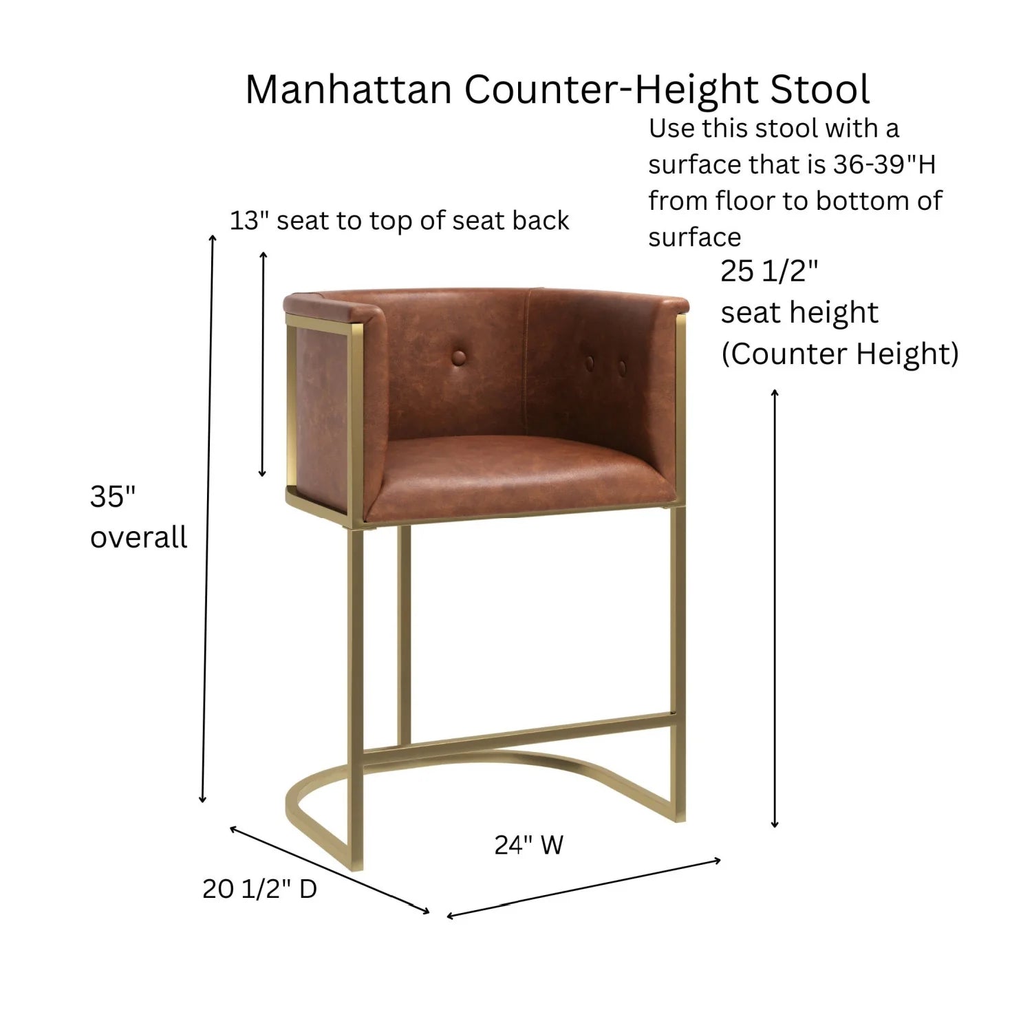 Luxury Upholstered Modern Leather Counter Stool European Style for Villa