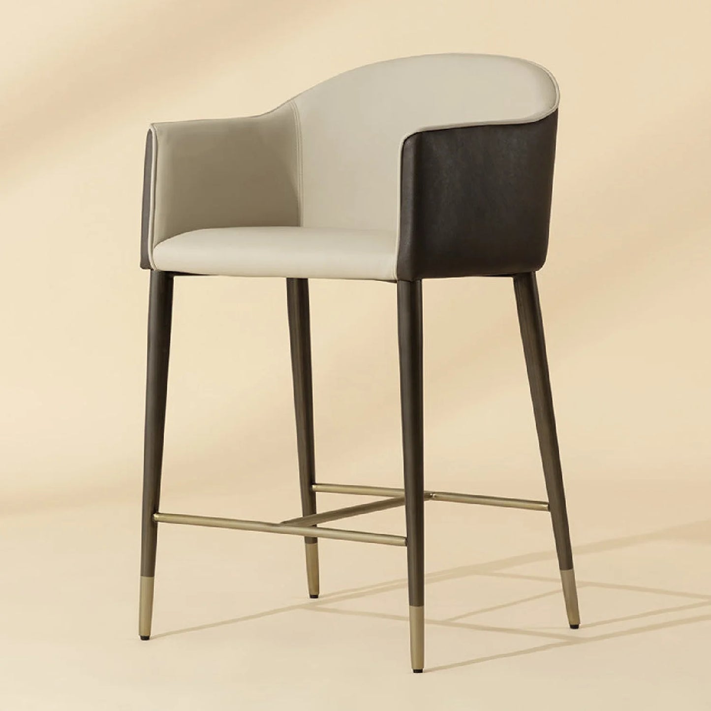 Luxury Upholstered Modern Leather Counter Stool European Style for Villa