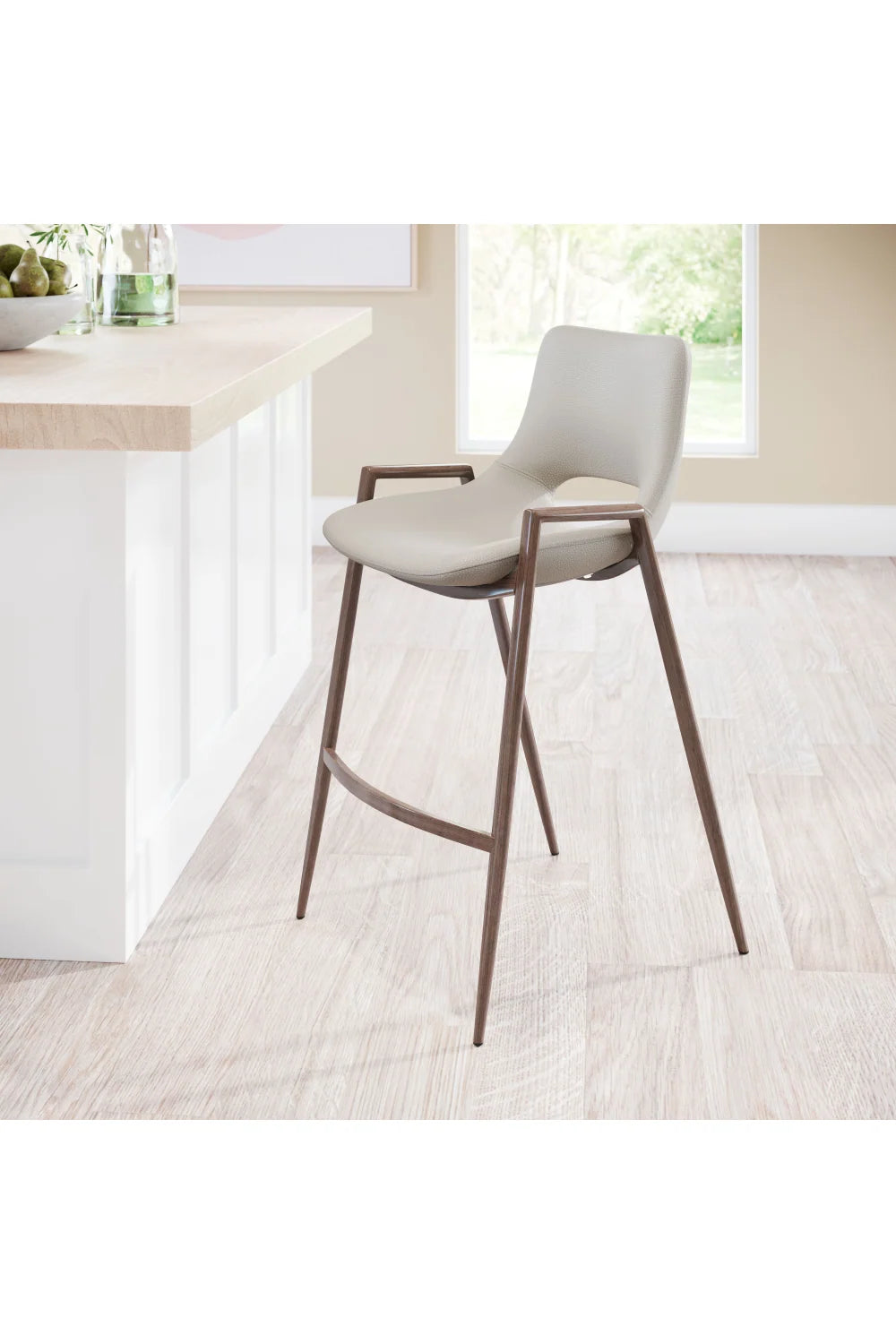 Luxury Upholstered Modern Leather Counter Stool European Style for Villa