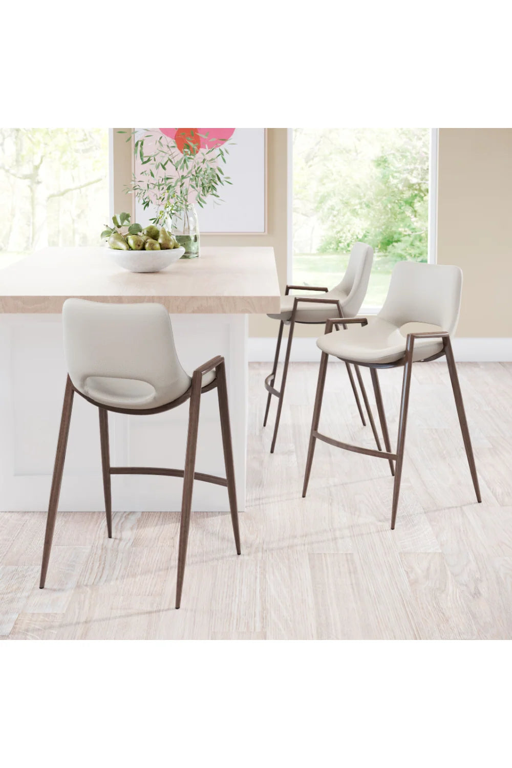Luxury Upholstered Modern Leather Counter Stool European Style for Villa